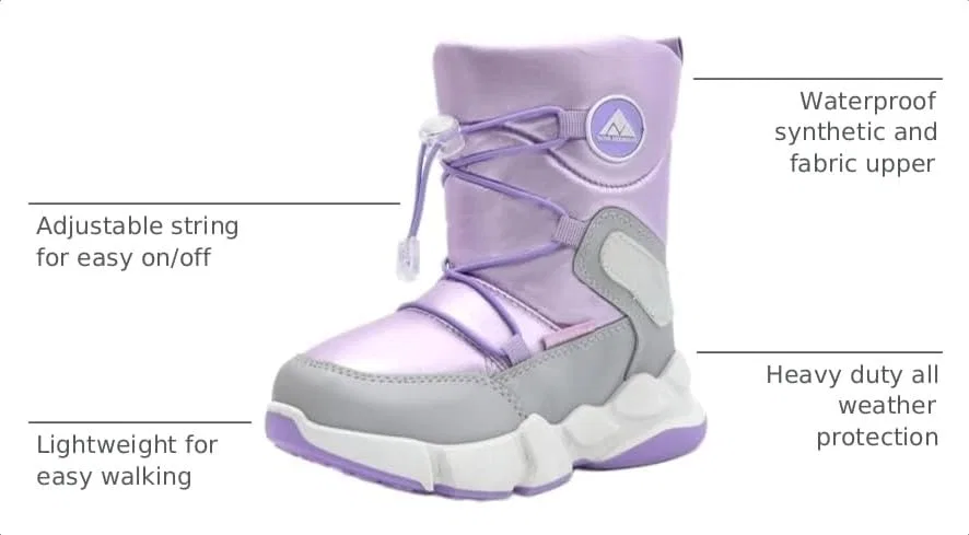 Детские зимние снежные ботинки Nova Mountain для мальчиков и девочек Nova Footwear, Lightpurple — фото 3
