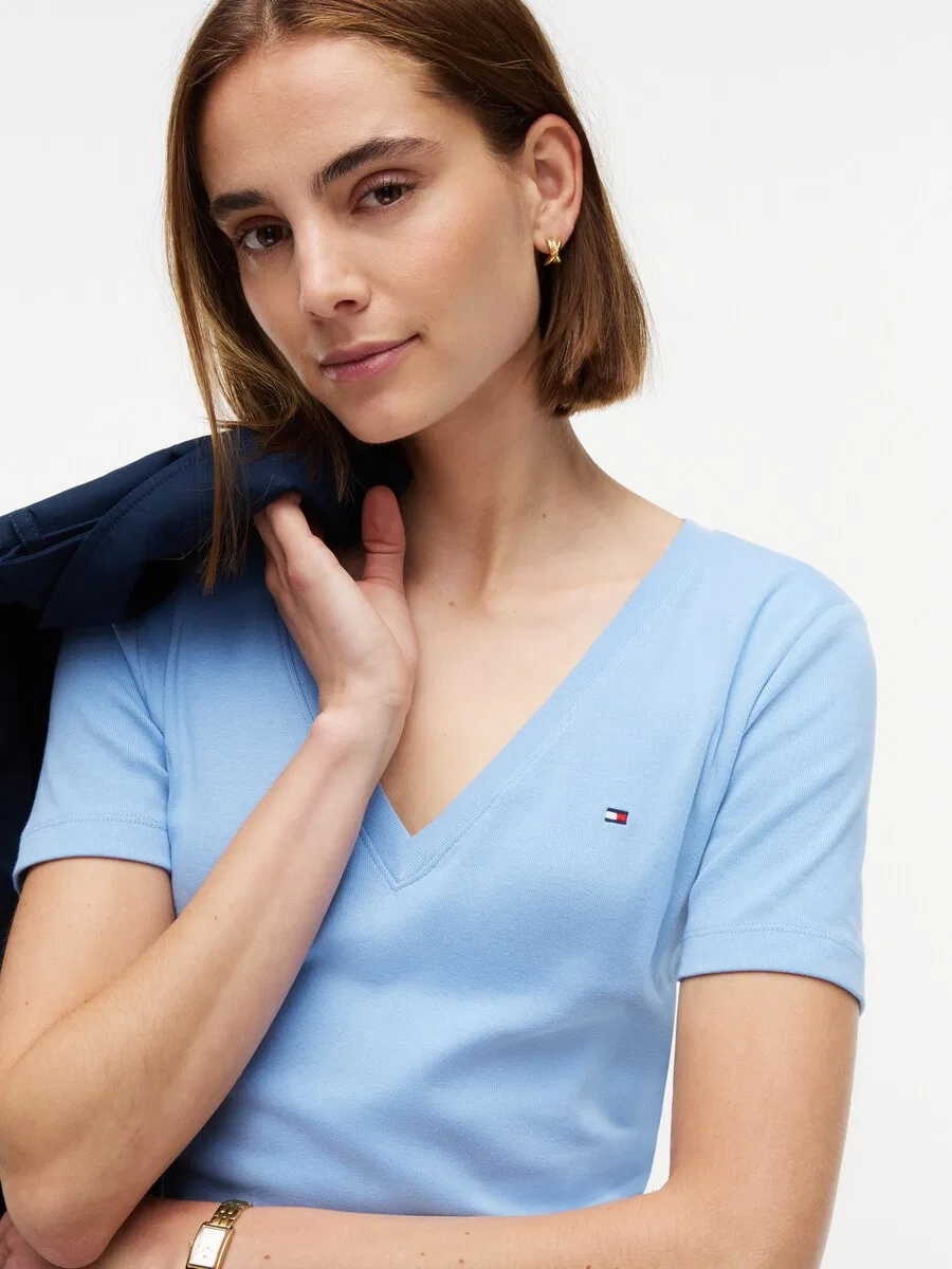 Футболка TOMMY HILFIGER CODY светло-голубого цвета — фото 3