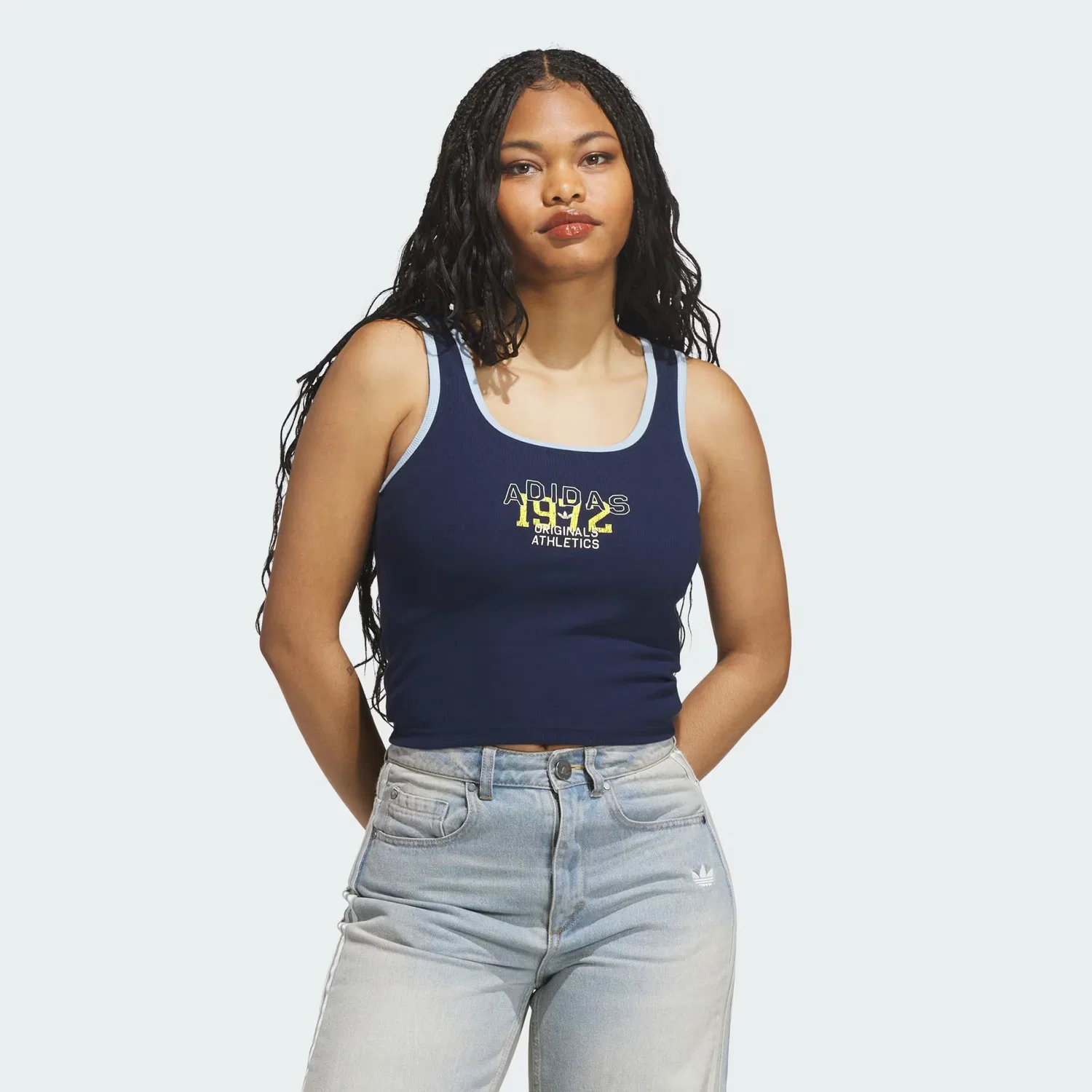 Женский топ с принтом Graphic Rib Adidas Originals, темно-синий индиго
