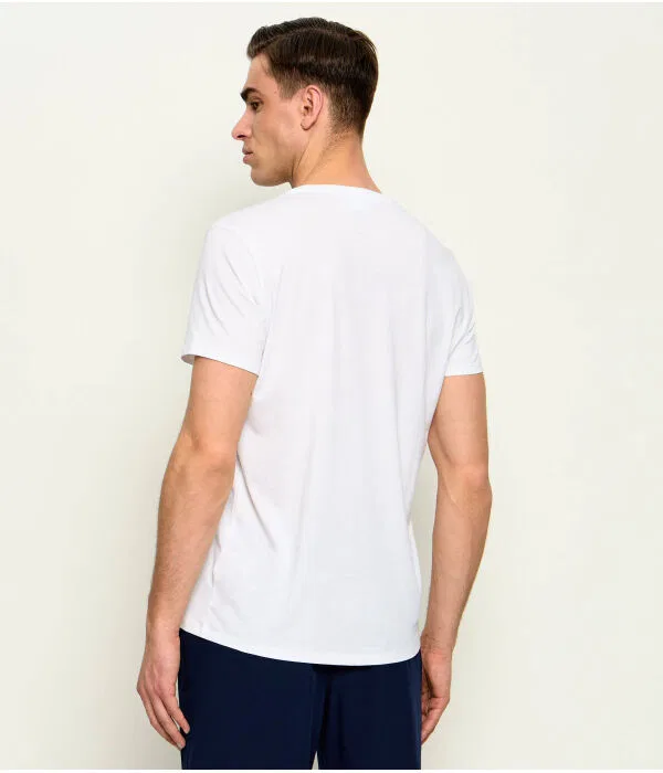 Футболка мужская Lacoste Base, хлопковая, V-образный вырез, белый — фото 3