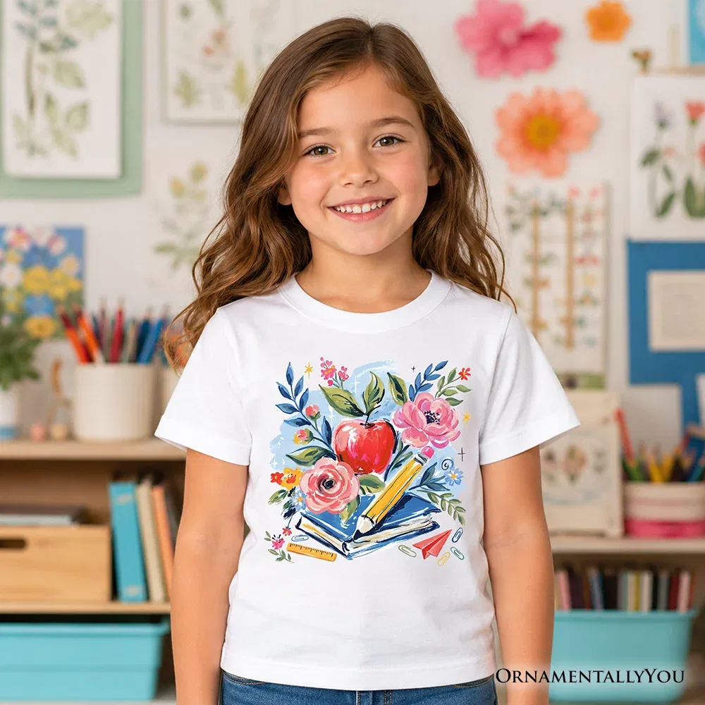 Детская футболка для мальчиков с принтом Watercolor Floral OrnamentallyYou, White