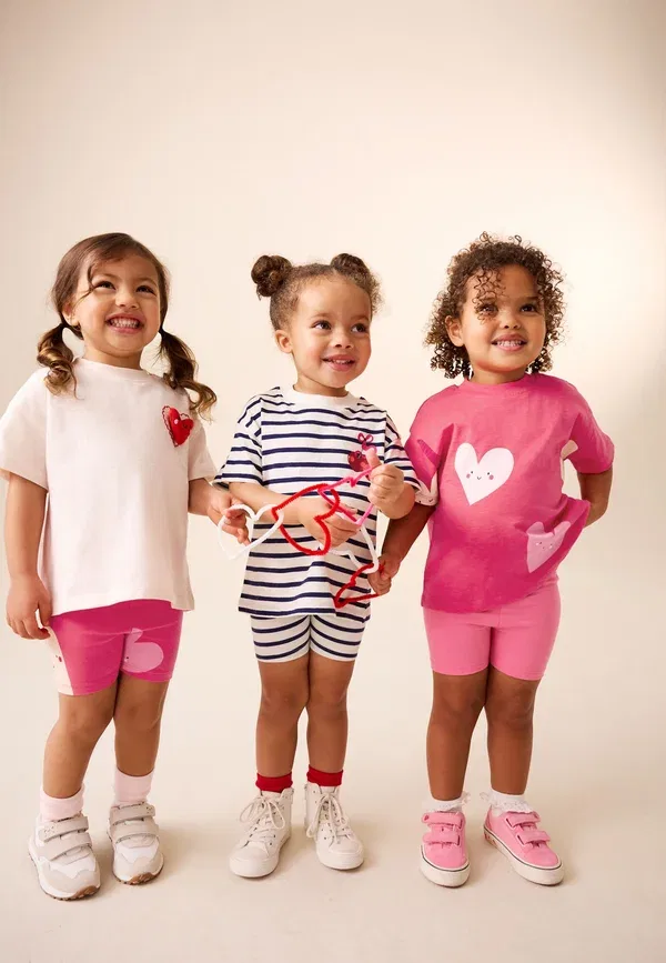 Шорты Regular fit-cycle 3 pack - shorts, Next, Red Hearts, красный