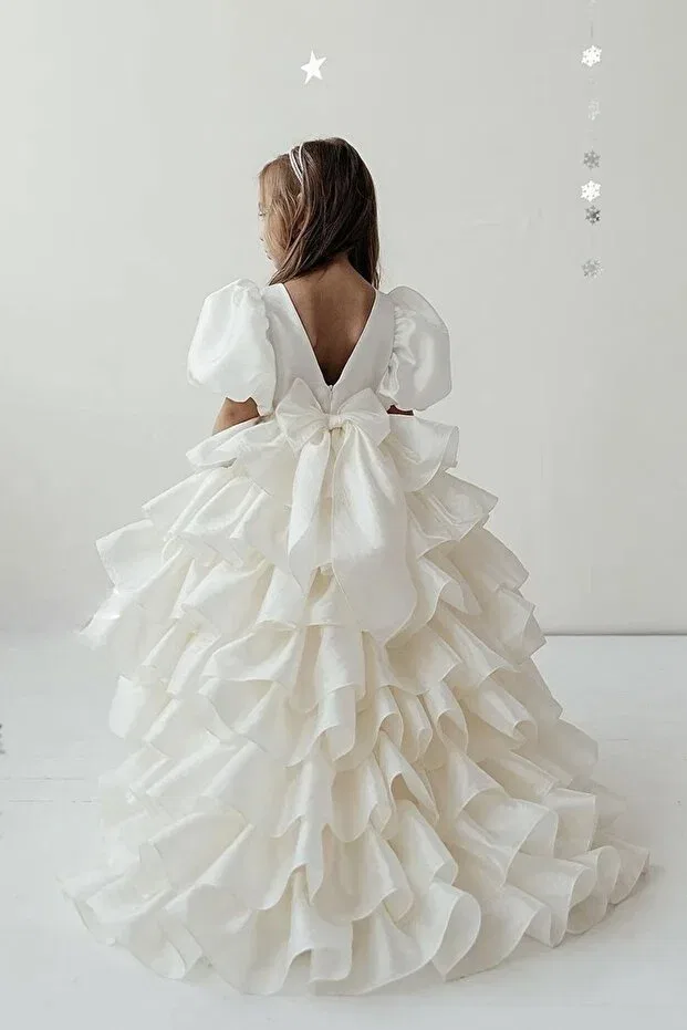 Детское платье для девочек с воланами Asel Kids, White