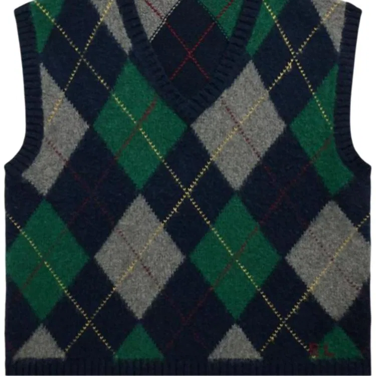 Мужской жилет без рукавов с узором Argyle Polo Ralph Lauren, Black Green — фото 3