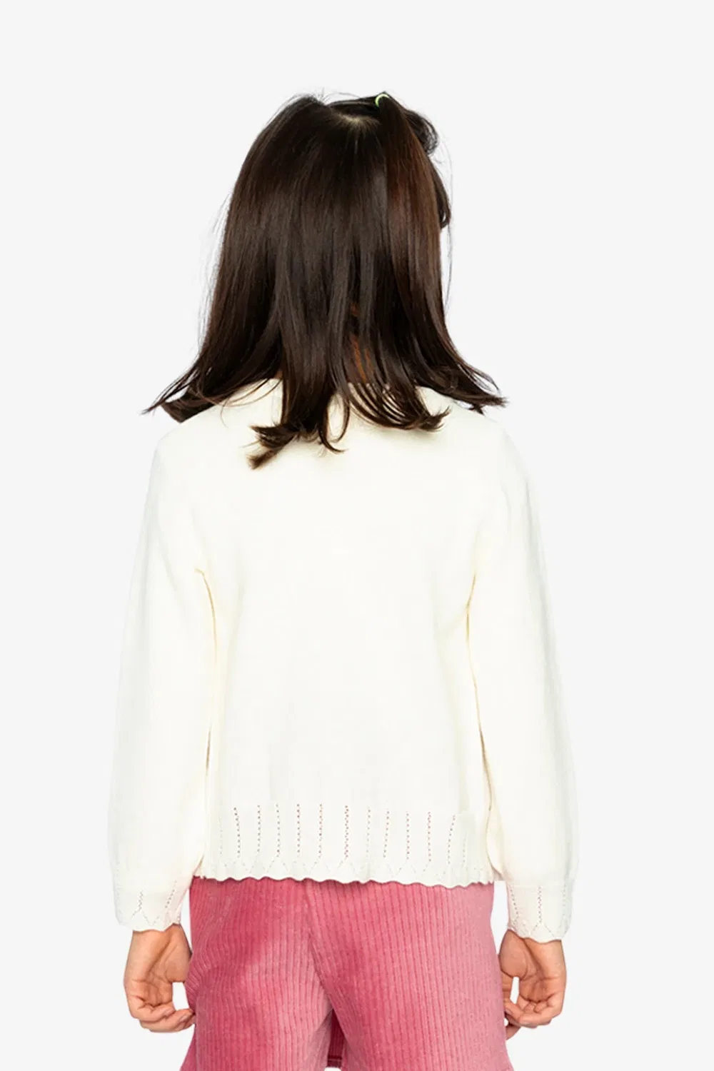 Детский вязаный кардиган с длинным рукавом Deux par Deux, Off-White — фото 4