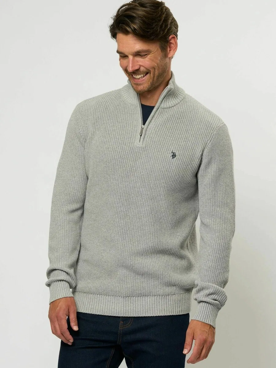 Свитер U.S. Polo Assn. 'UMRafael' серого цвета — фото 3