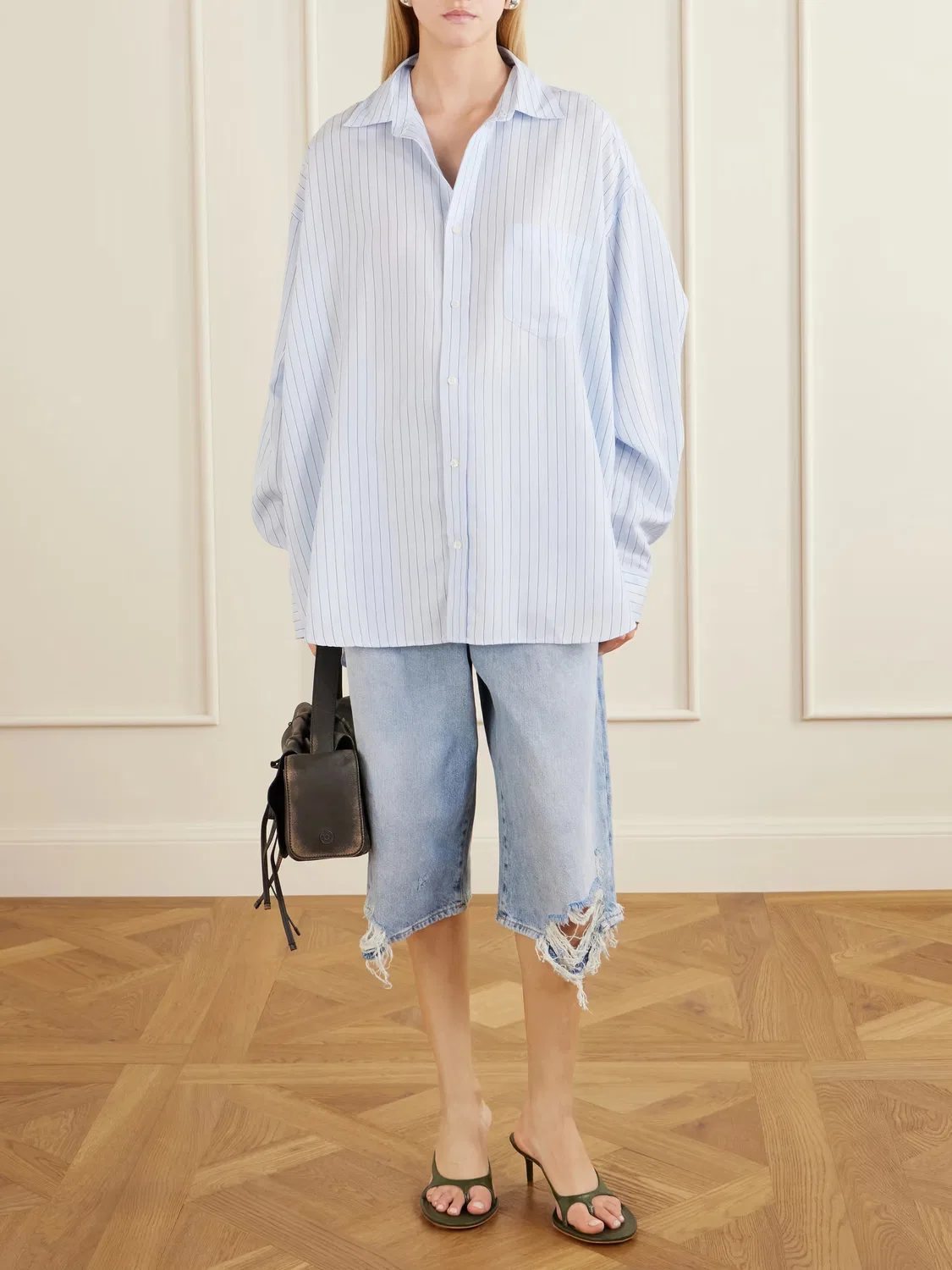 Полосатая тканая рубашка Soffia Acne Studios, синий — фото 2