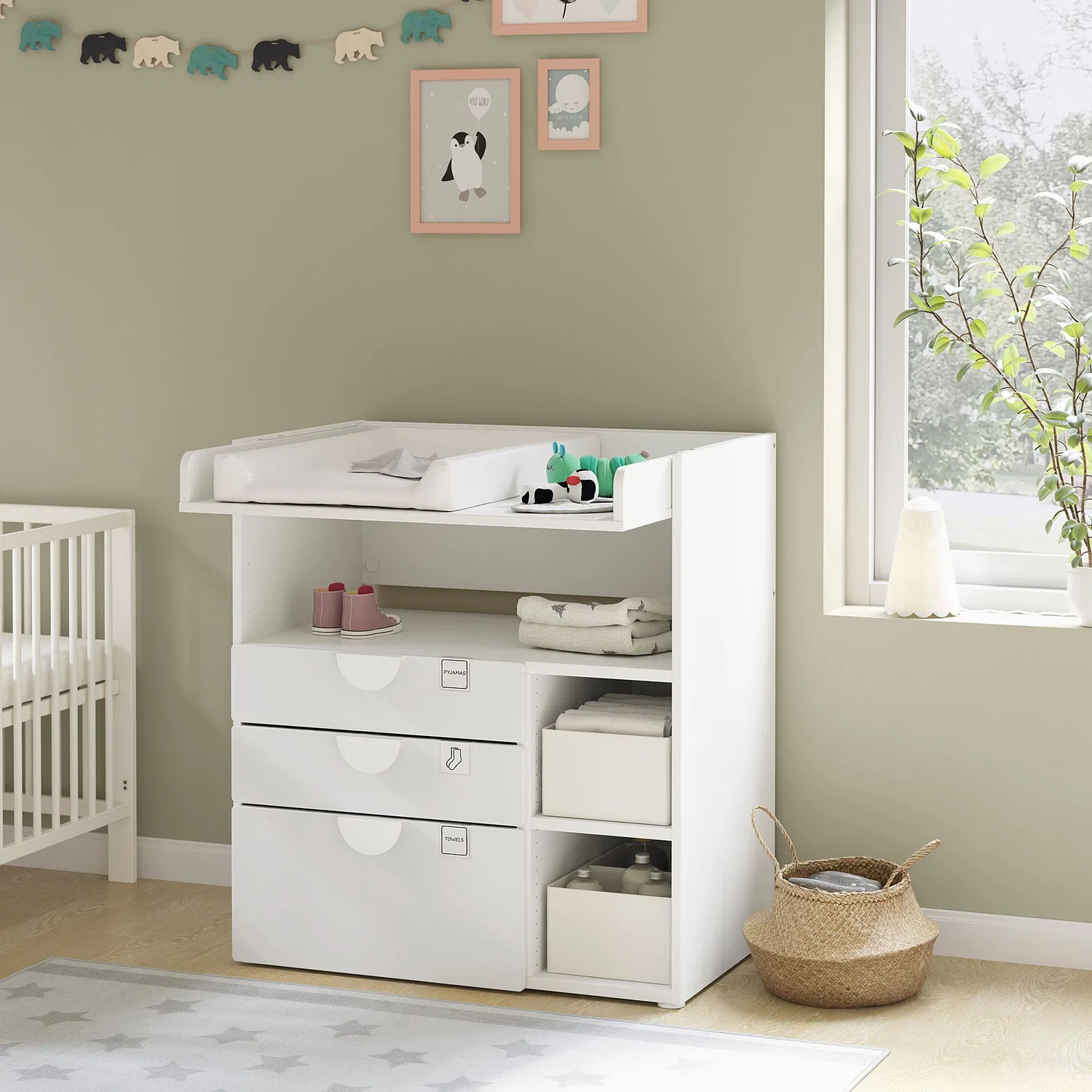 IKEA Småstad Пеленальный столик, белый, 90x79x100 см, с выдвижным ящиком — фото 2