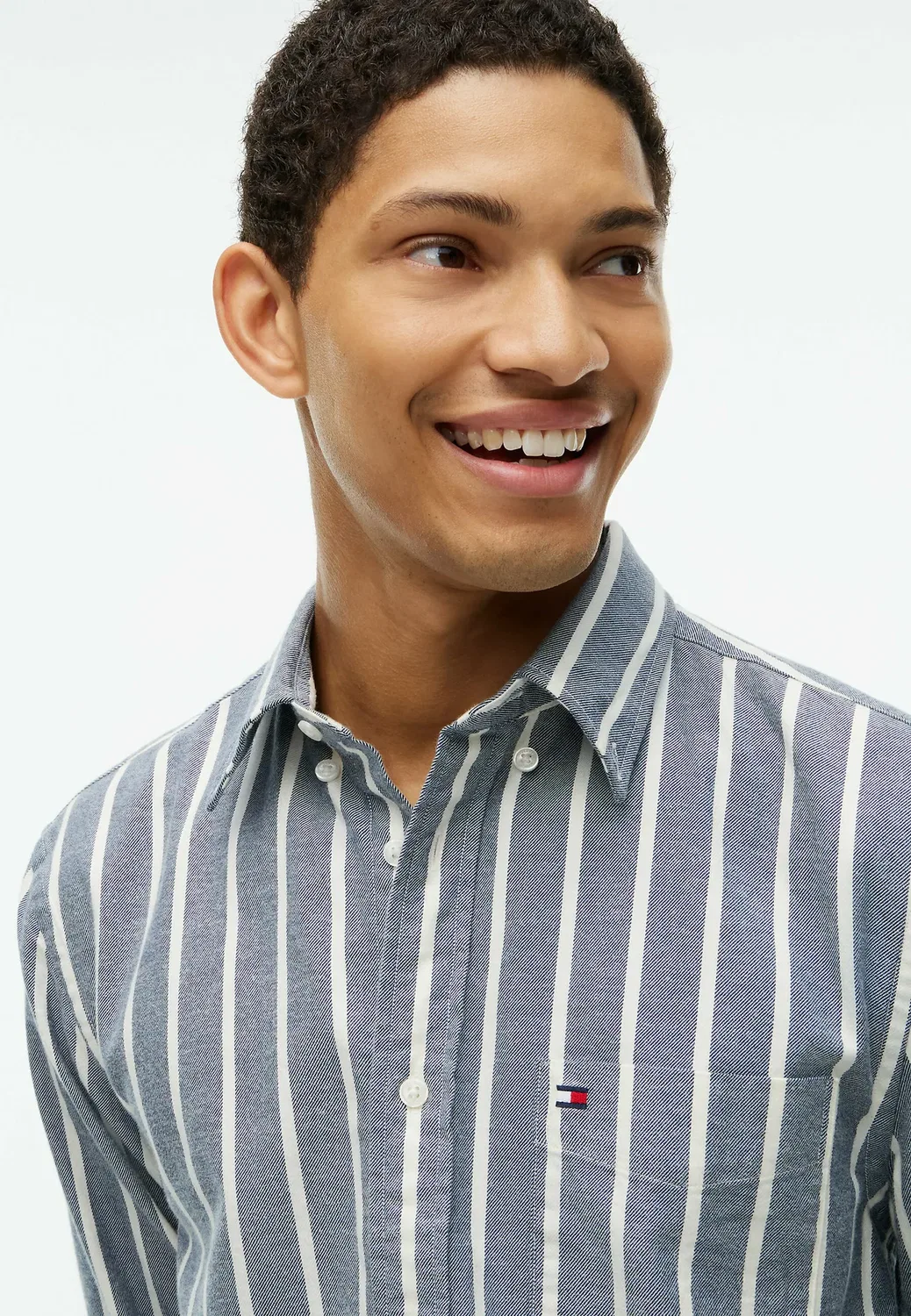 Рубашка из флиса в полоску, прямого кроя Tommy Hilfiger, Carbon Navy Stripe — фото 4