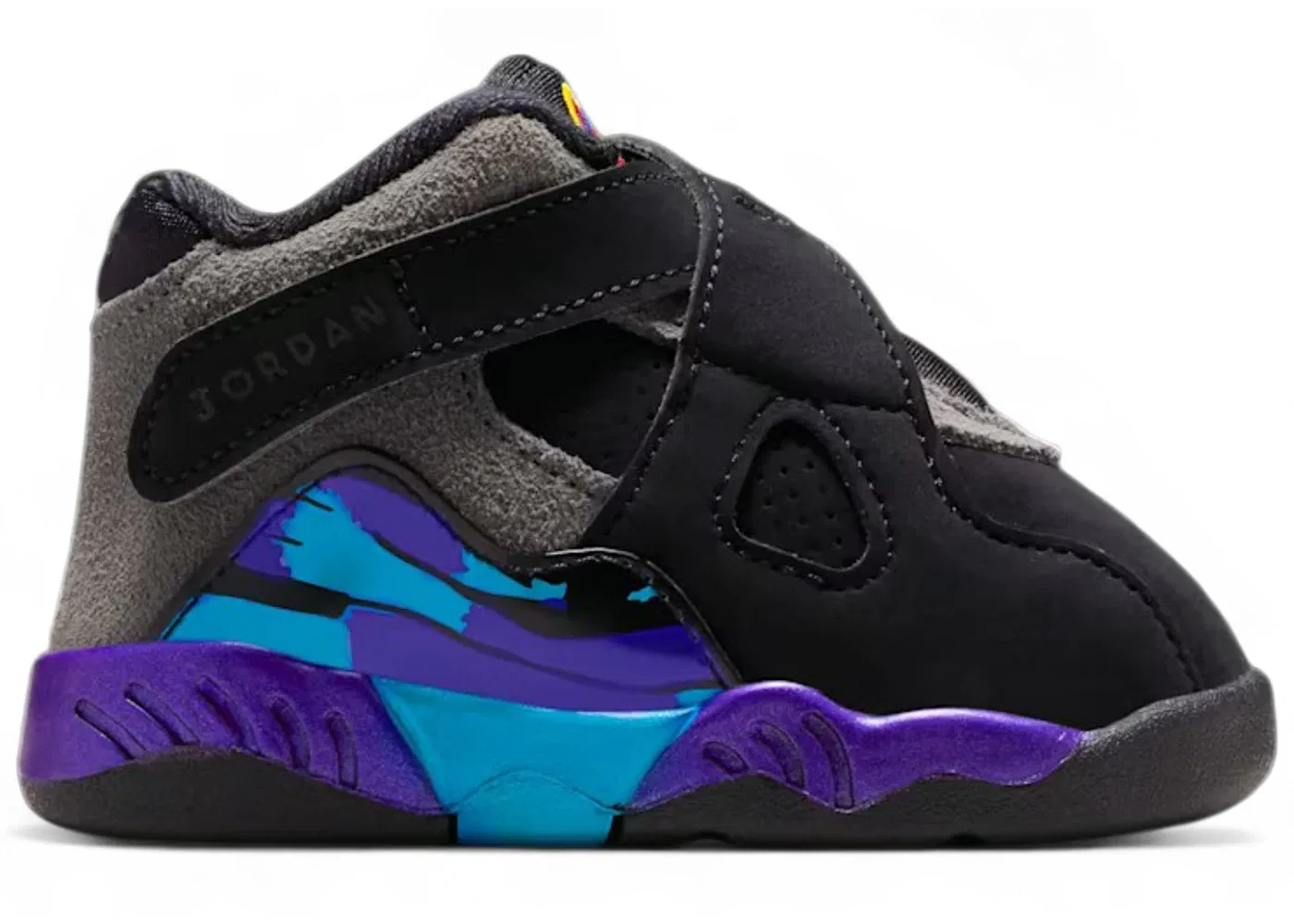 Детские кроссовки Lifestyle с принтом Jordan 8 Retro Jordan, Black/True Red-Iron Grey-Bright Concord-Aquatone