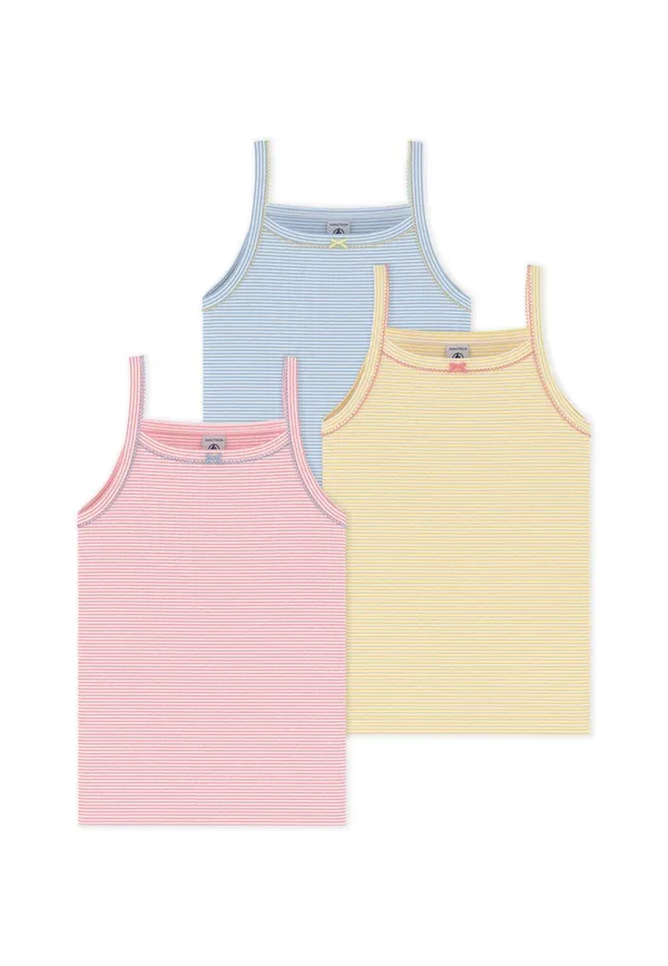 Комплект из 3 маек Petit Bateau, синий/желтый/розовый