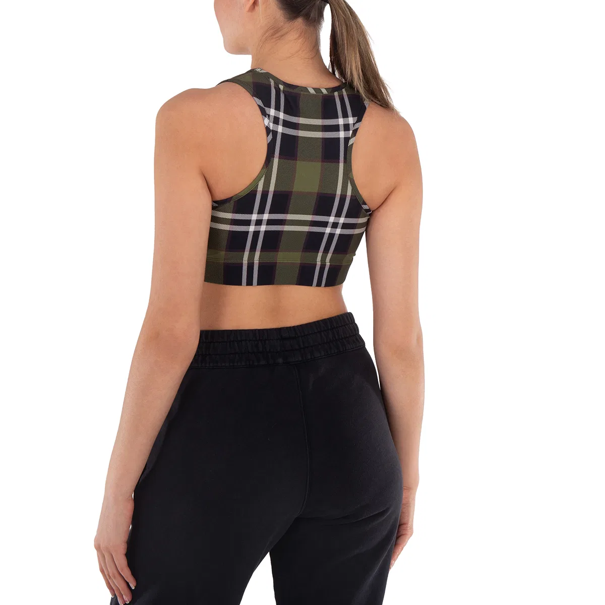Топ-майка укороченный с принтом Immy Vintage Check Cropped Tank Top Burberry, Dark Olive Green Chk — фото 3