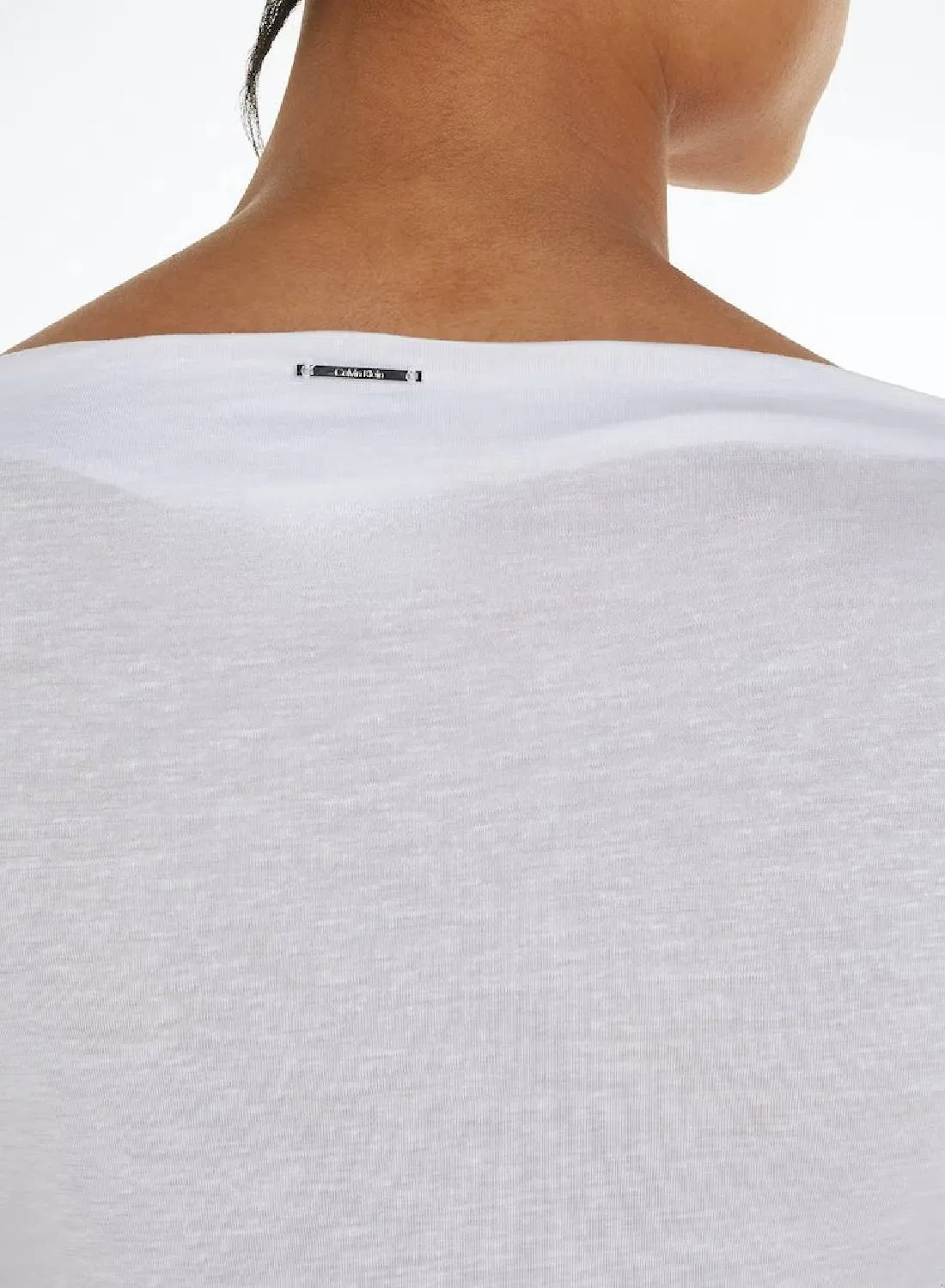 Calvin Klein Топ с драпировкой из смеси льна и лиоцелла, белый — фото 4