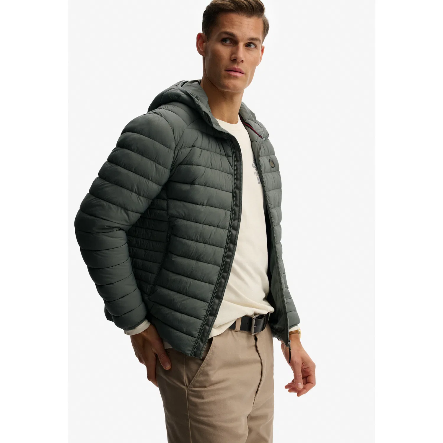 Мужская стеганая куртка с капюшоном Hooded Fuji Lite Jacket Superdry, Biker Grey — фото 3