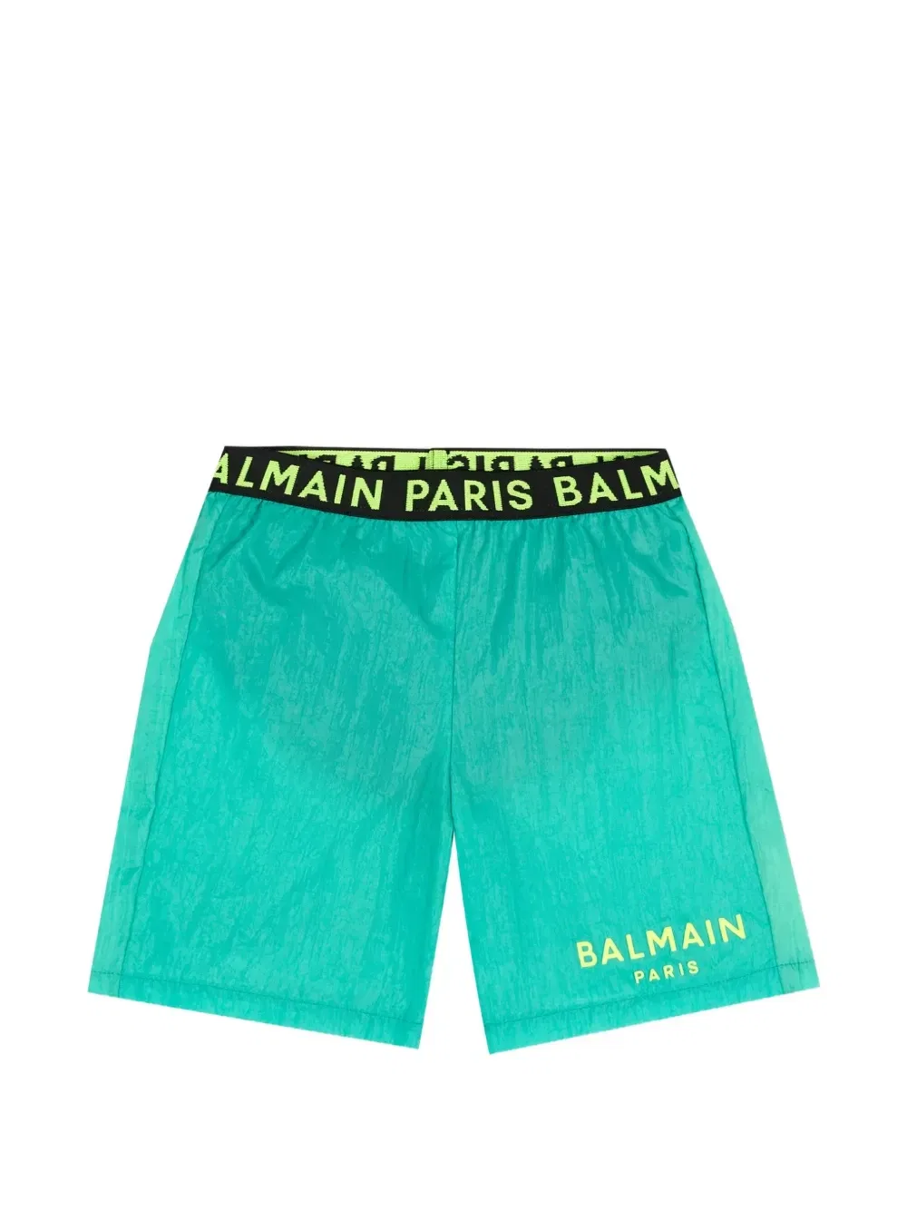 Эластичные шорты для плавания с принтом логотипа Balmain Kids, зеленый