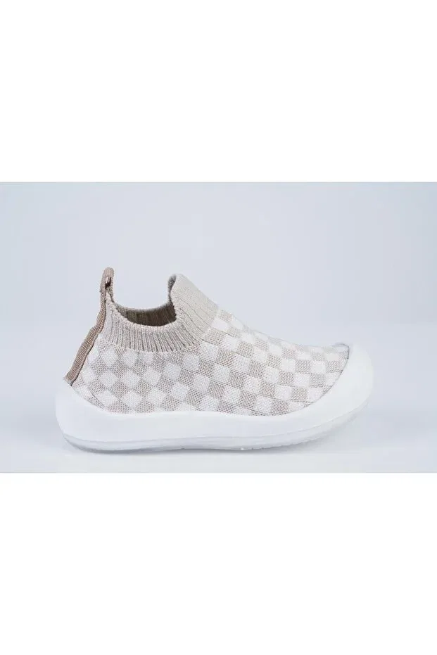 Детские туфли для девочек с принтом Checkerboard patterned children's first step shoes Walkids, Pink White — фото 2