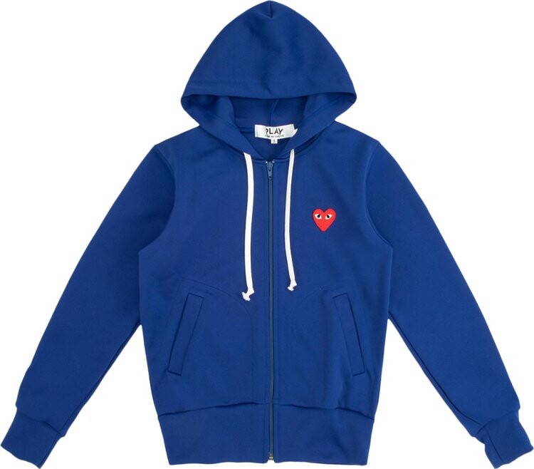 Худи Comme des Garçons Play Zip Up Hoodie With Red Heart 'Navy', синий — фото 2