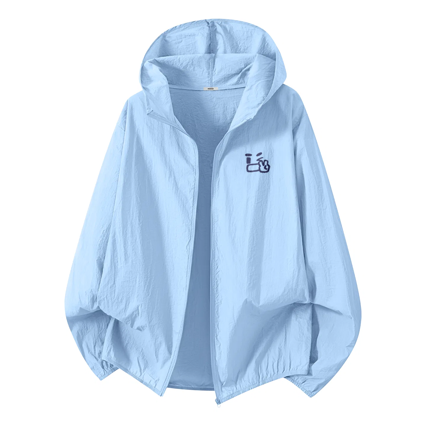 Детская солнцезащитная одежда с принтом MINISO, [Super-Light 0 Sensation]White (Open Mouth Peace Gesture Chest Logo) — фото 3