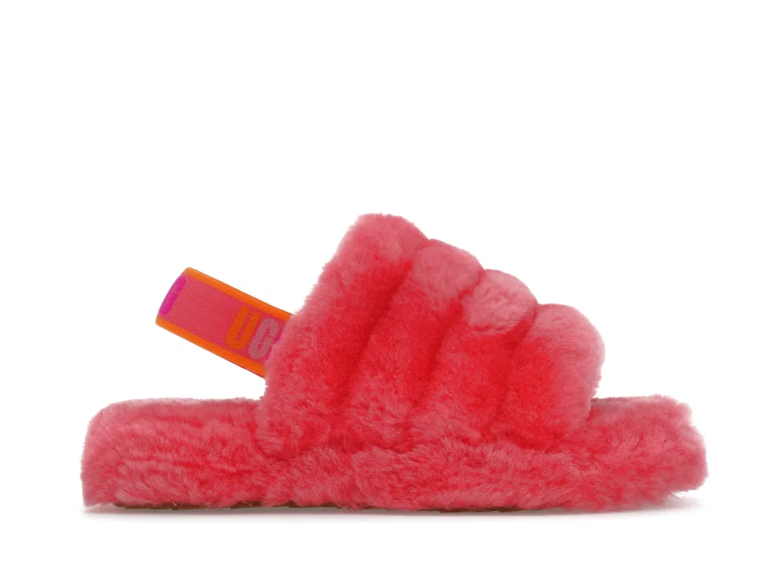 Детские шлепанцы с принтом UGG Fluff Yeah Slide, Strawberry