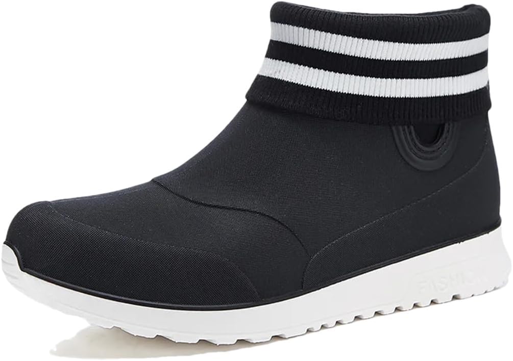 

Мужские резиновые сапоги Wjnvfioo, модные ботинки до щиколотки с круглым носком, нескользящие дождевые туфли на липучке, мужские рыбацкие сапоги, белый