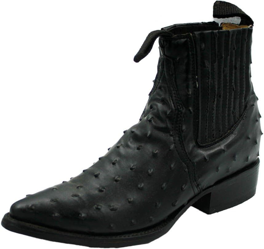 

Мужские короткие ботинки вестерн с принтом страуса и открытым носком Dona Michi, черный