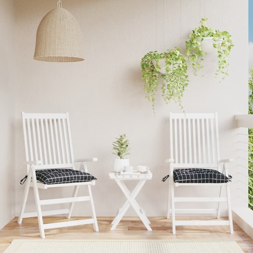 

The Living Store Подушки на стул 2 шт. Ткань в клетку чёрная 40х40х7 см.