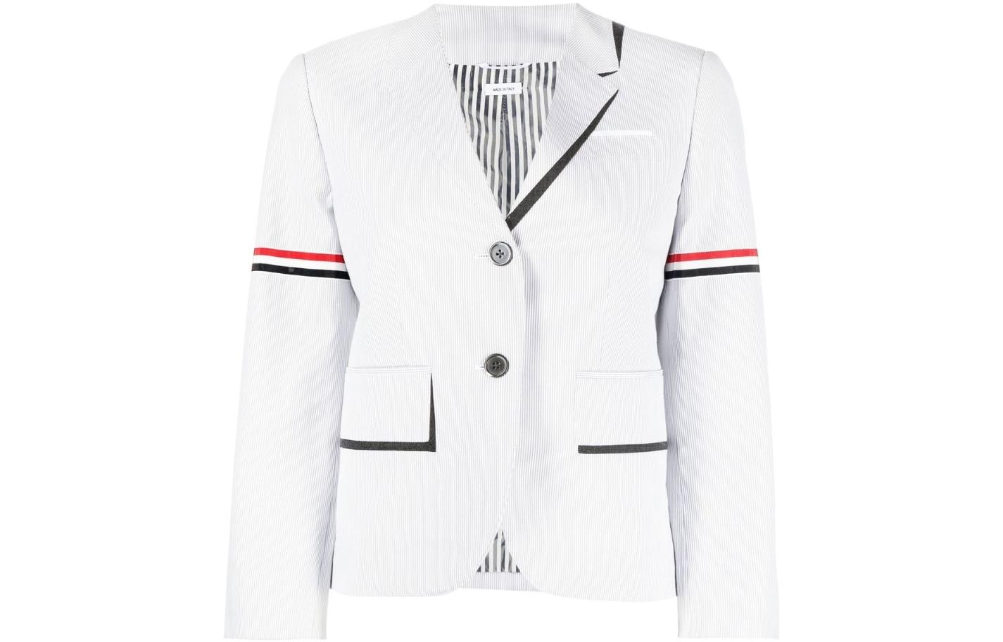 

Блейзер в полоску с эффектом trompe l'oeil THOM BROWNE, светло серый