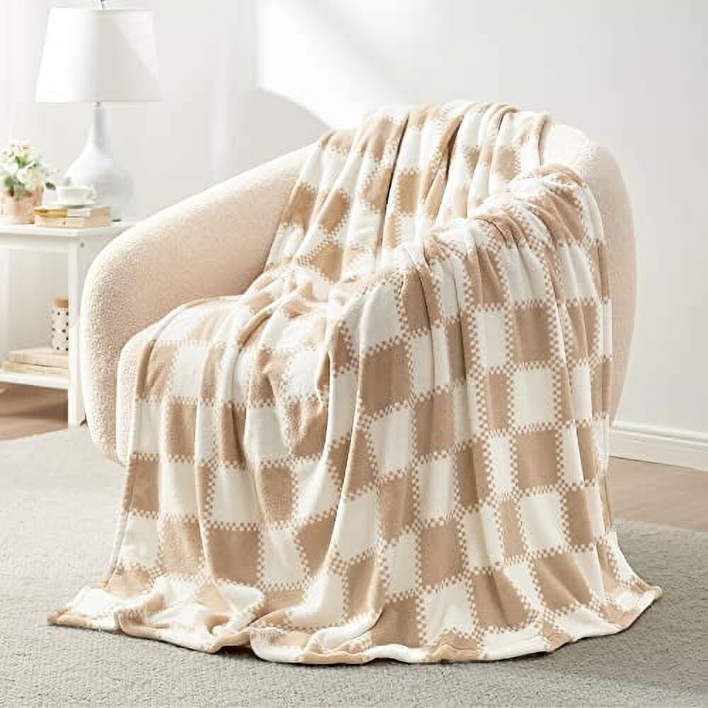 

Флисовый клетчатый плед Cozy Bliss 50 x 60 дюймов, бежевый