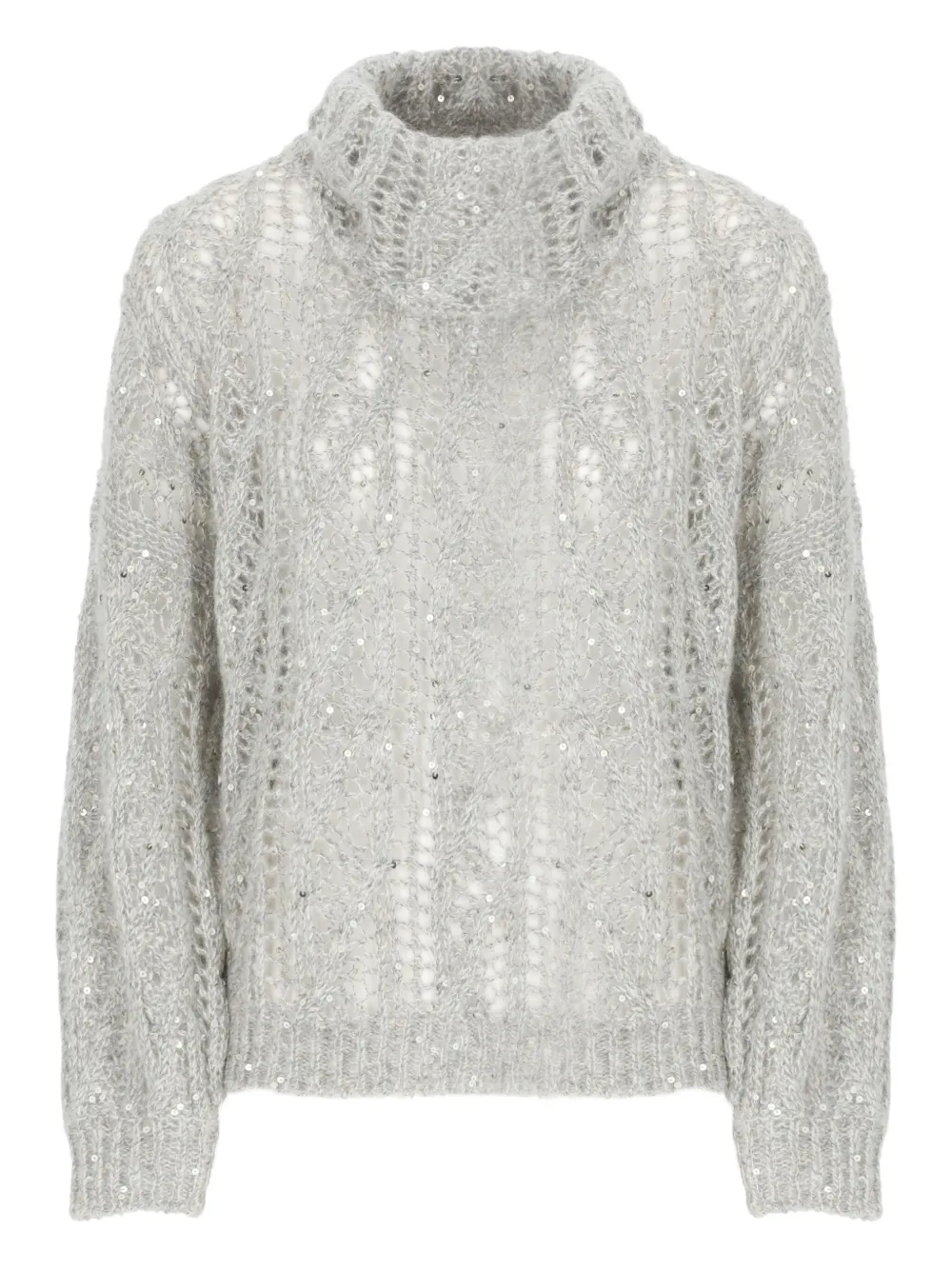 

Свитер из ажурной вязки с пайетками Panicale, серый