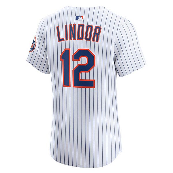 Мужская белая домашняя элитная игровая футболка francisco lindor new york mets Nike — фото 4