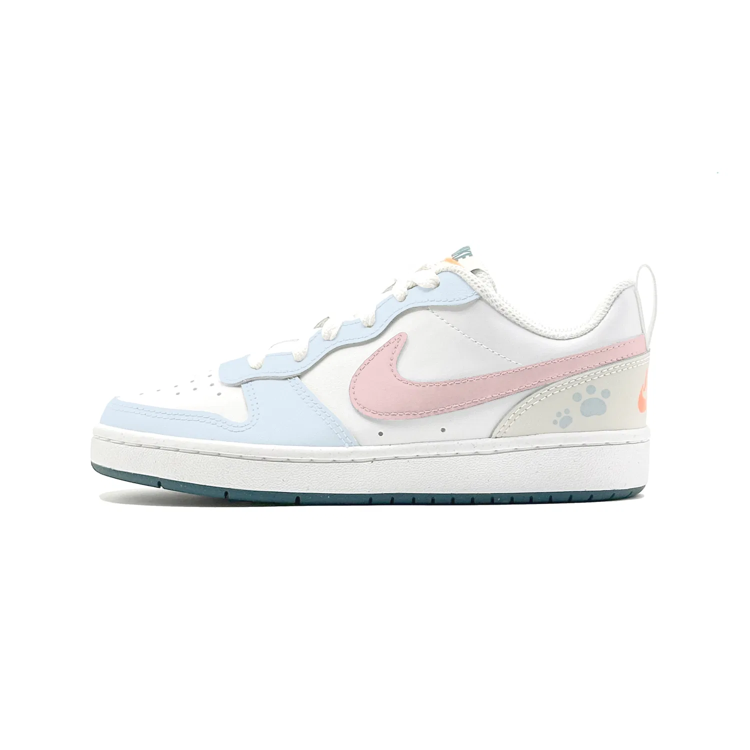 Кроссовки Court Borough 2 Milk Blue Candy Leather, slip-resistant, abrasion-resistant, cushioning, низкий верх Nike, Blue Pink