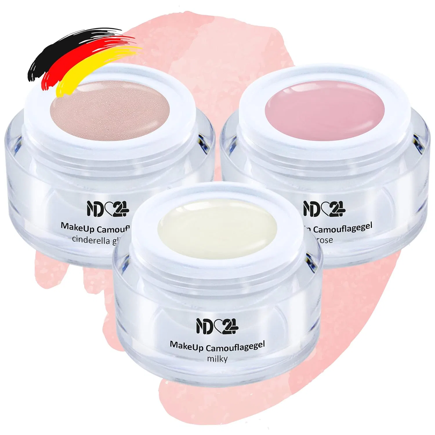 Набор камуфлирующего геля для наращивания ногтей BabyBoomer от Make Up, 3 x 5 мл Nd24 Naildesign, Light