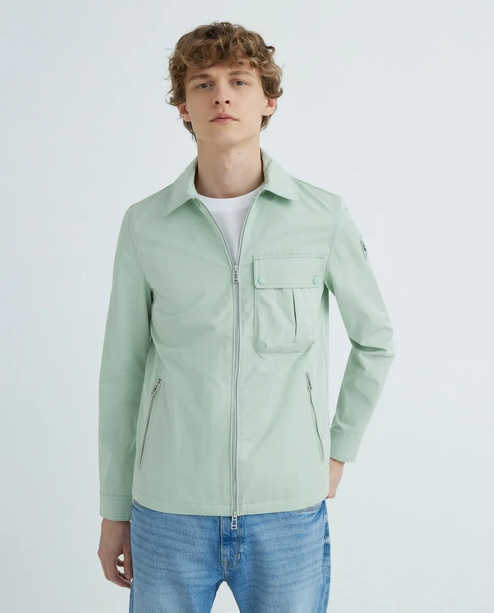 

Мужская верхняя рубашка с застежкой-молнией и логотипом на рукаве Belstaff, цвет Verde Agua