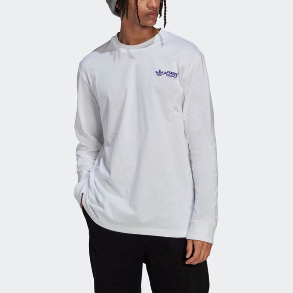 Футболка adidas originals Casual Solid Color Back Large Long Sleeves White, мультиколор — фото 3