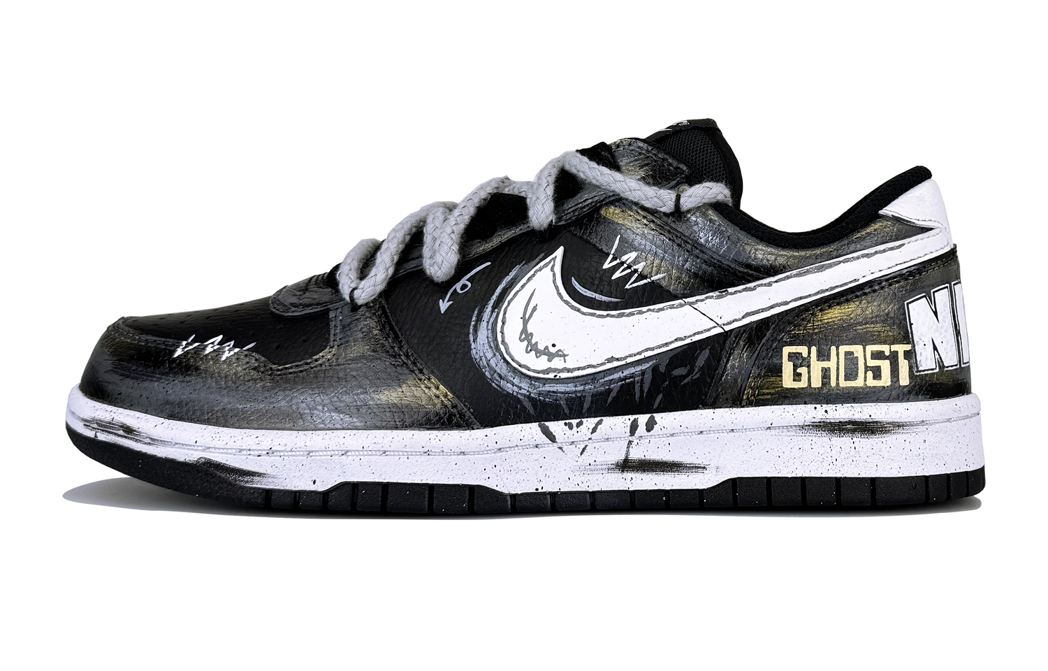 

Nike Большие устойчивые к истиранию низкие кроссовки для скейтбординга мужские черные золотые