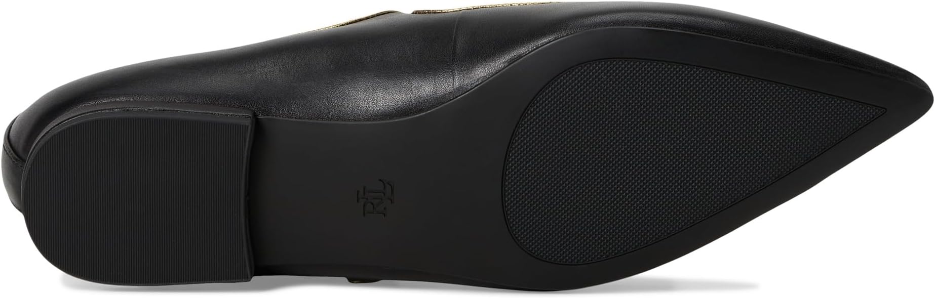 Балетки Lauren Ralph Lauren Londyn Metallic-Trim Leather Mary Jane, цвет Black/Antique Gold — фото 3