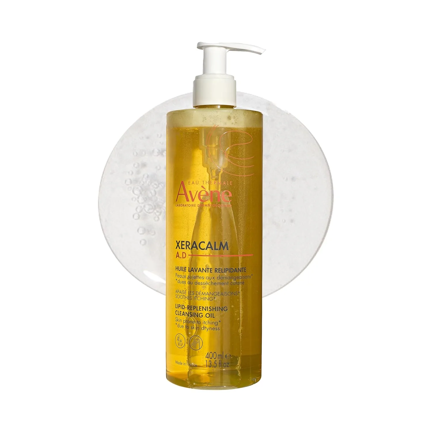 Очищающее масло Avène XeraCalm AD для восстановления липидного обмена, подходит для лечения атопического дерматита и экземы, без отдушек, с помпой, 385 мл. 399 мл (1 шт.), Light Yellow