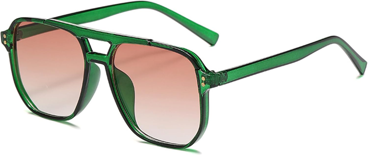 

Солнцезащитные очки Onrtry Retro Aviator для женщин и мужчин, винтажные, в стиле 70-х, квадратная оправа, защита от ультрафиолета UV400, A09 Transparent Green Frame/Reddish Brown Gradient Lens