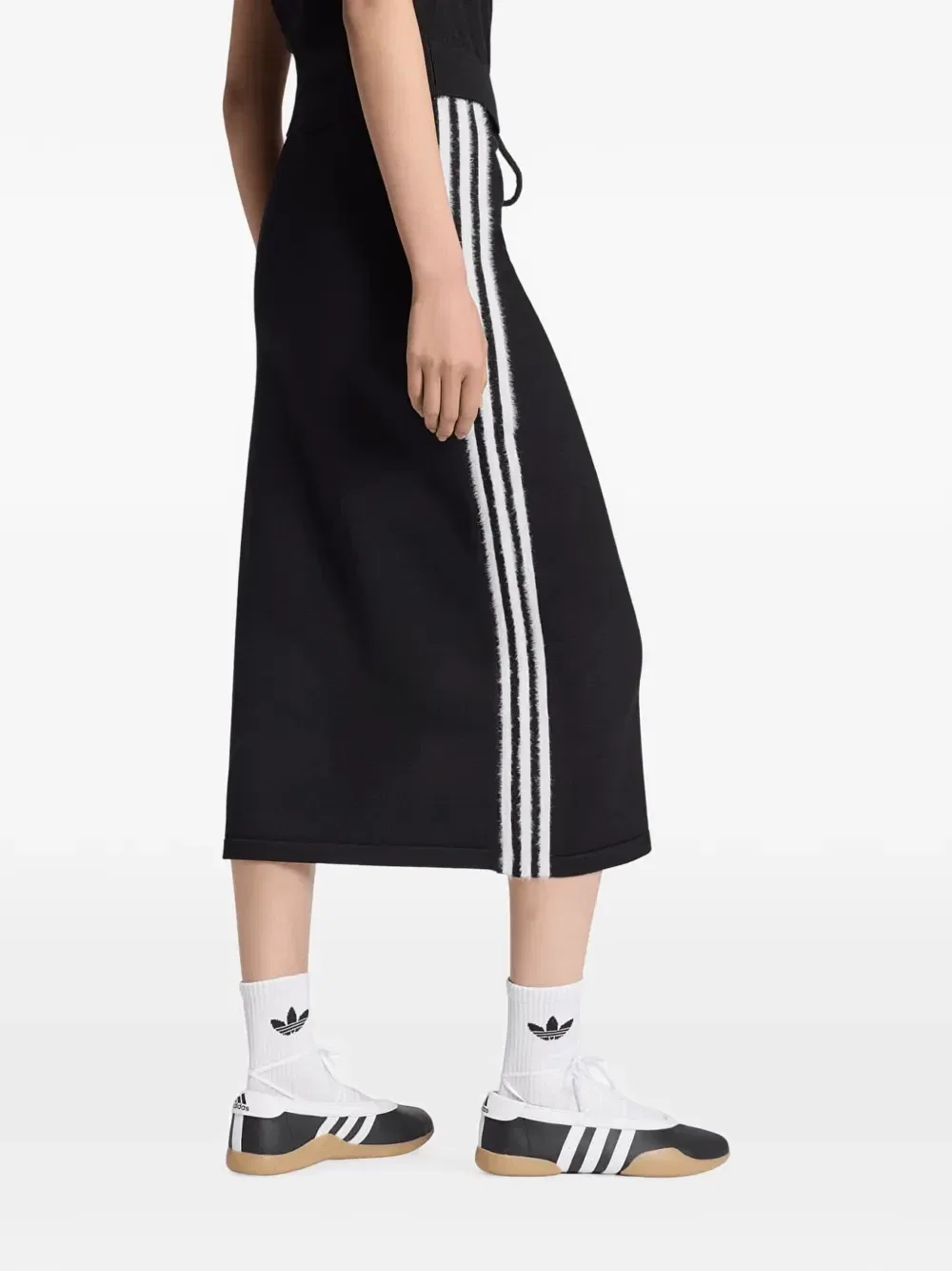 Юбка миди с боковыми полосками adidas, черный