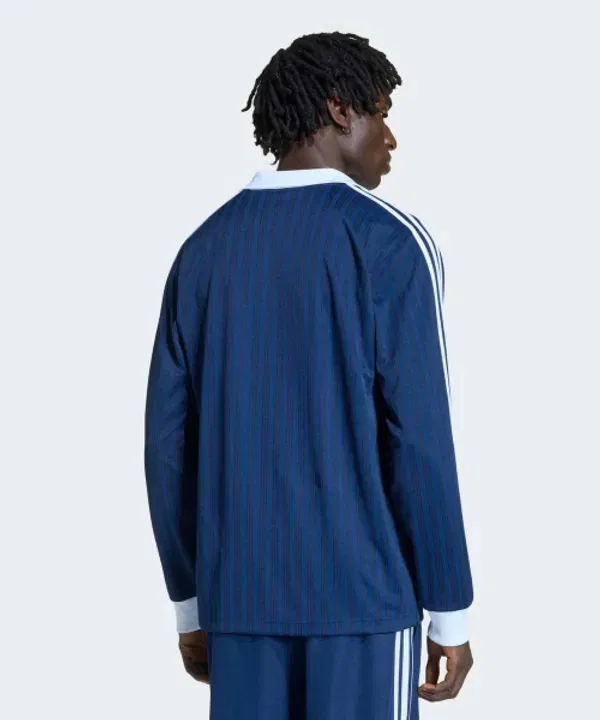 Футболка с длинным рукавом пике футбольная Adidas, ночной индиго — фото 2