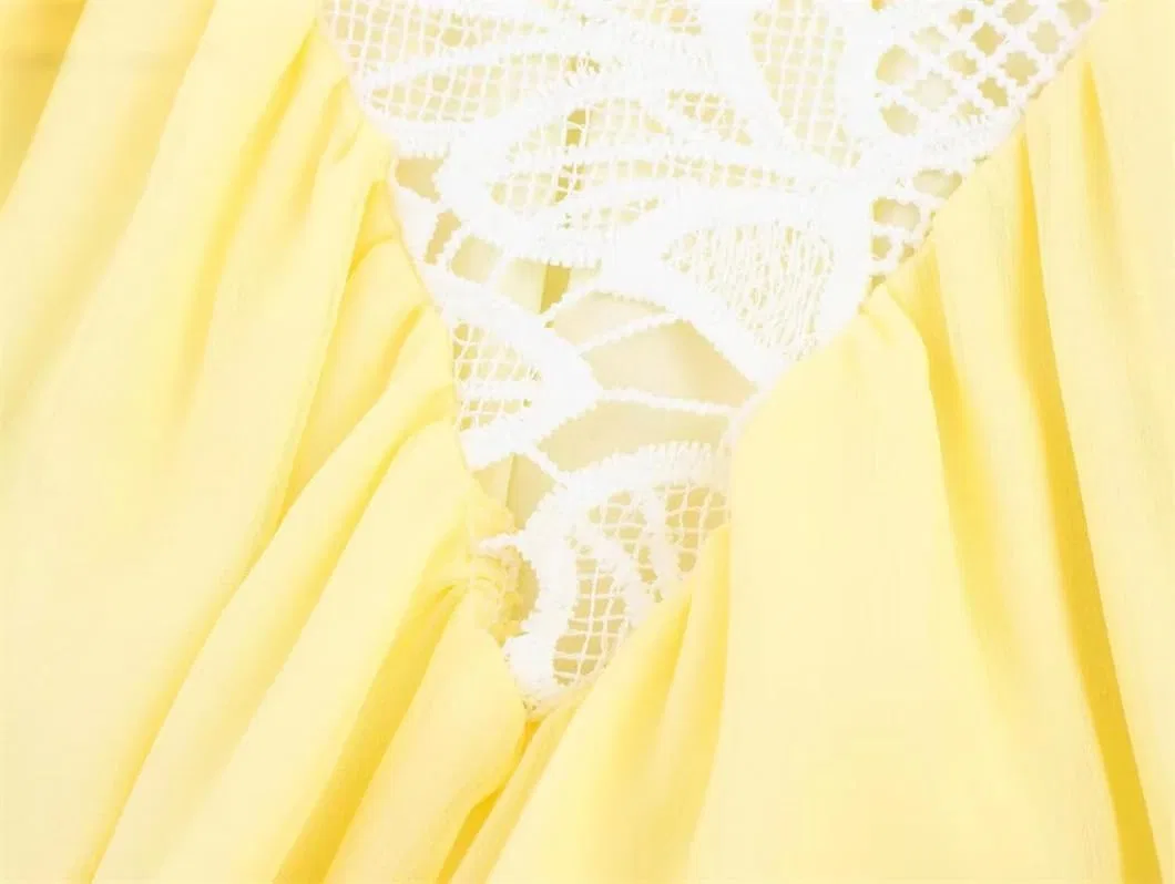 Женское пляжное платье с кружевными вставками, Yellow — фото 3