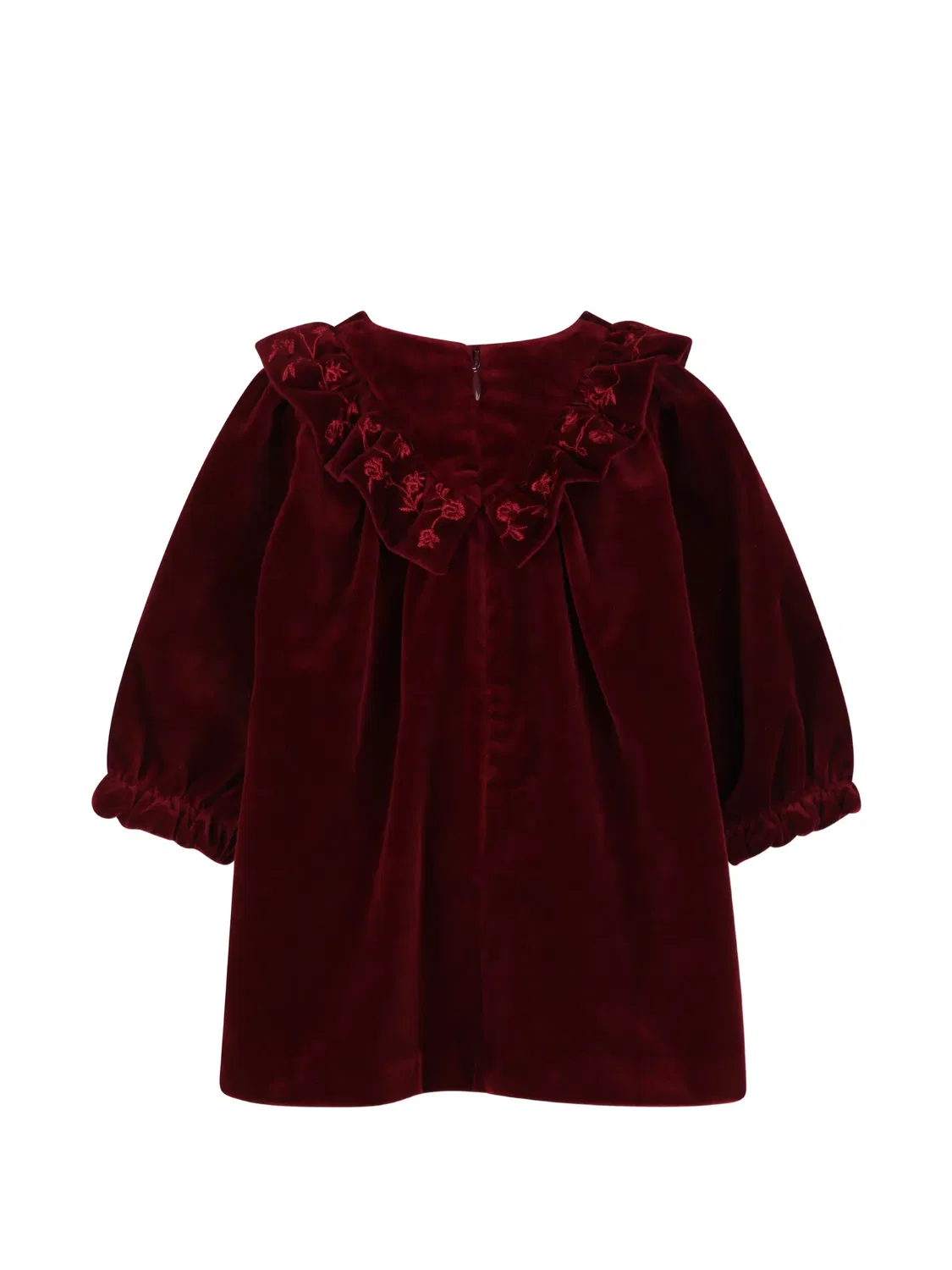 Бархатное платье с вышивкой Chloé Kids, красный — фото 2