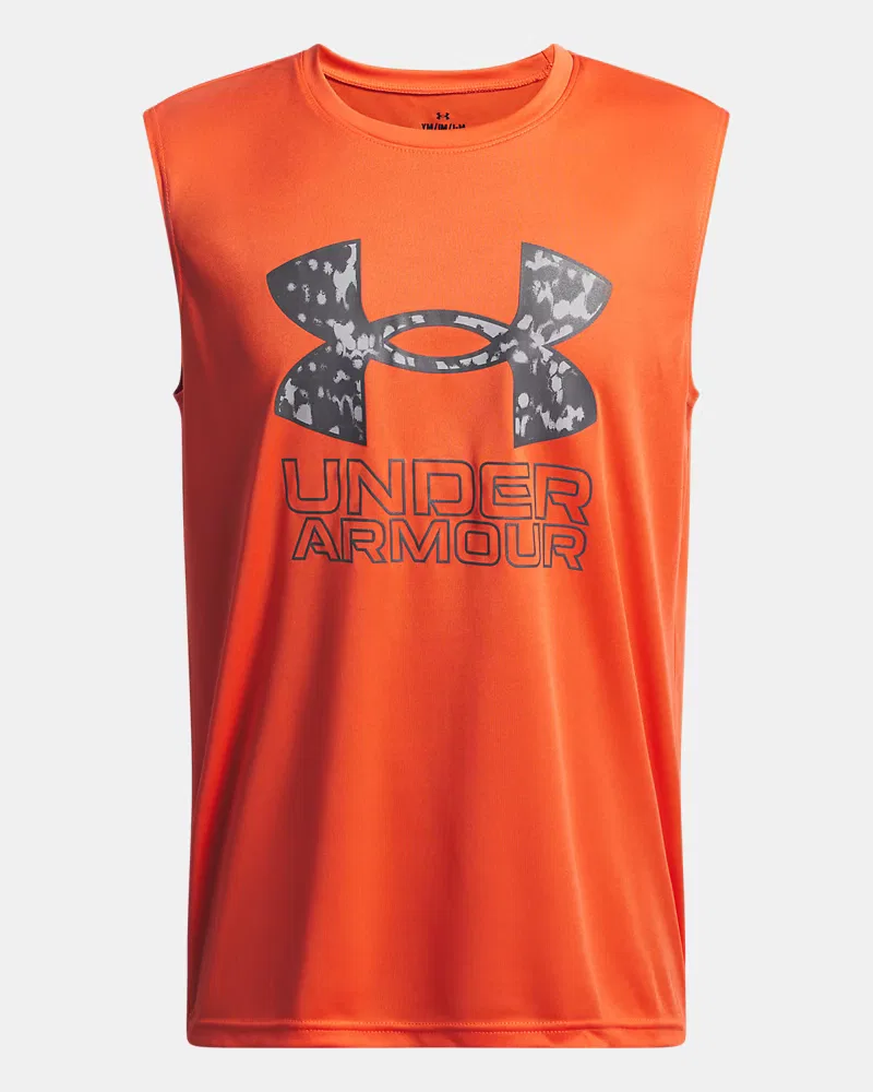 Майка для мальчиков влагоотводящая UA Tech Hybrid Print UnderArmour, Fire/Castlerock