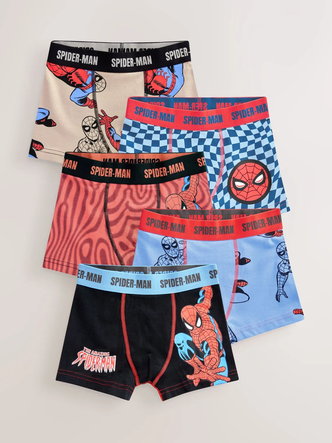 Трусы 5 шт, с Человеком-пауком, Red Spiderman Trunks Next, красный