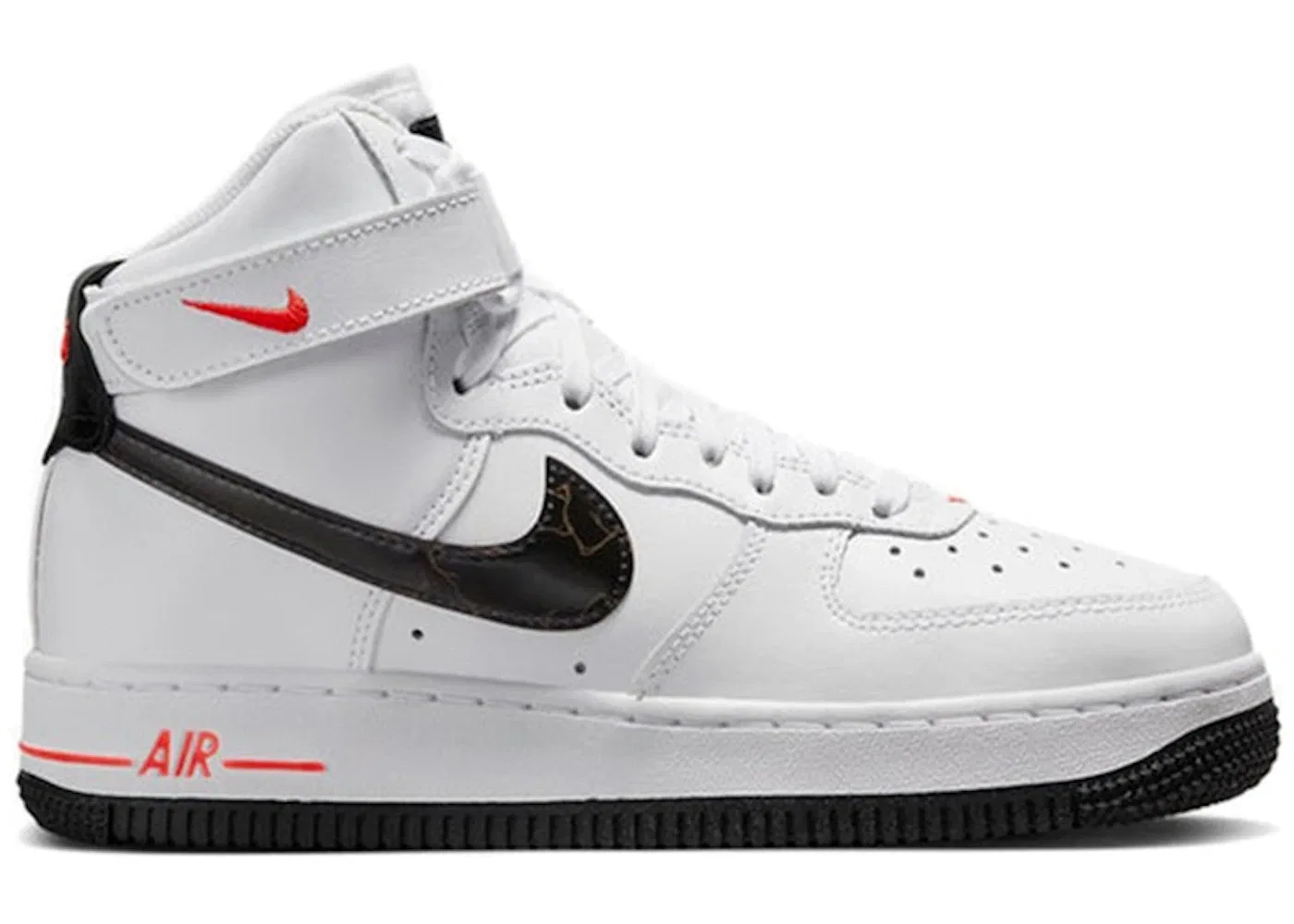 Детские кроссовки высокие с брендовым дизайном Nike Air Force 1 High Nike, White/Black/Bright Crimson