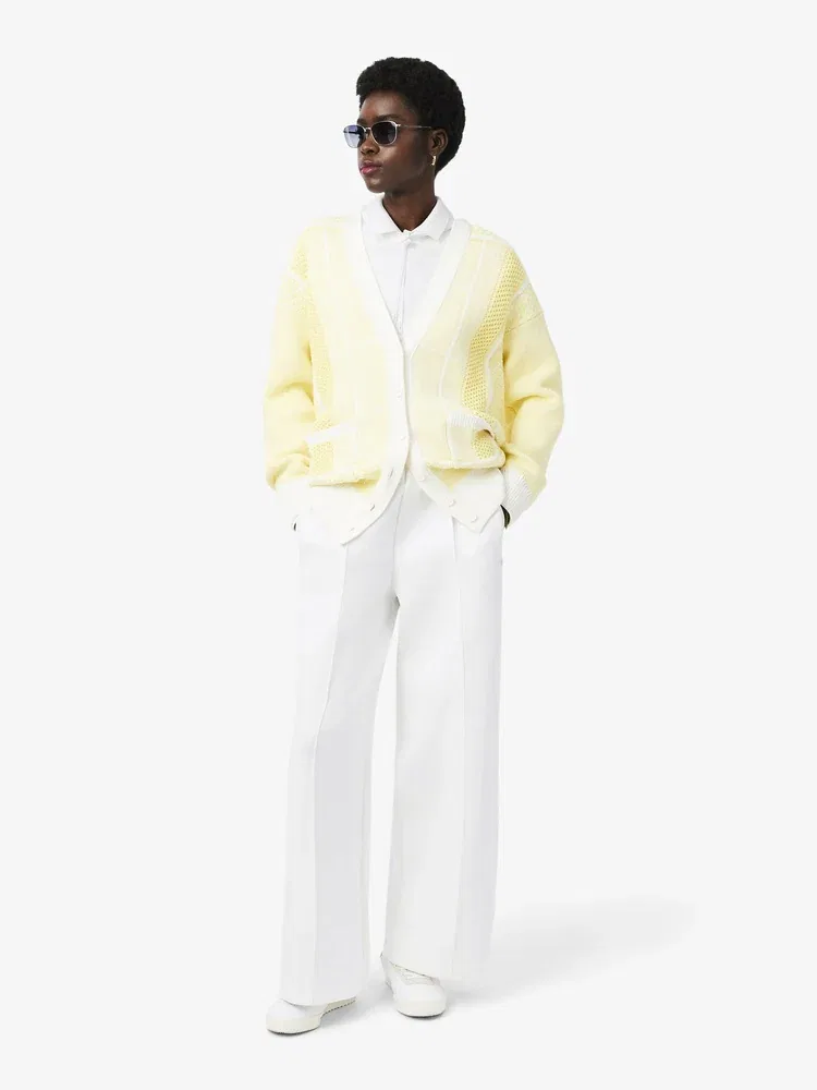 Штаны спортивные LACOSTE Double Face, широкие, белые — фото 4