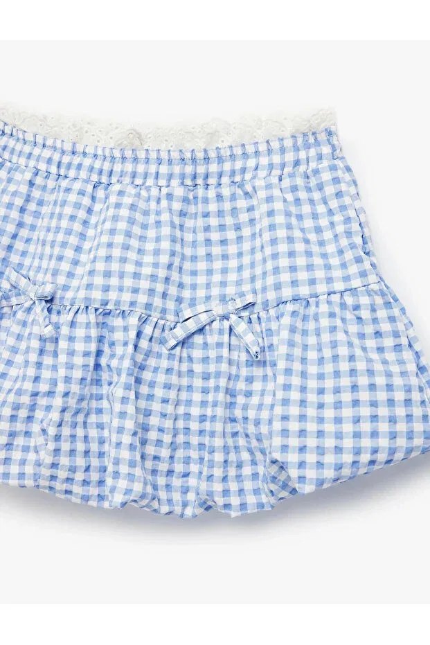 Детская юбка для девочек хлопковая Blue baby girl skirt with bow detail 6smg70008aw Koton, Blue — фото 3