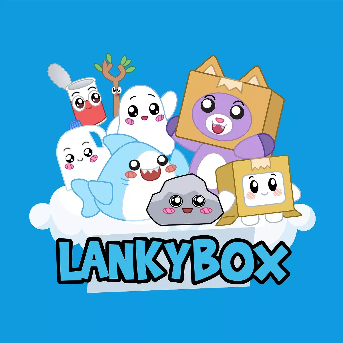 Детский комплект футболок с принтом LankyBox Rainbow Character Art LankyBox, Lanky Box Rainbow — фото 3