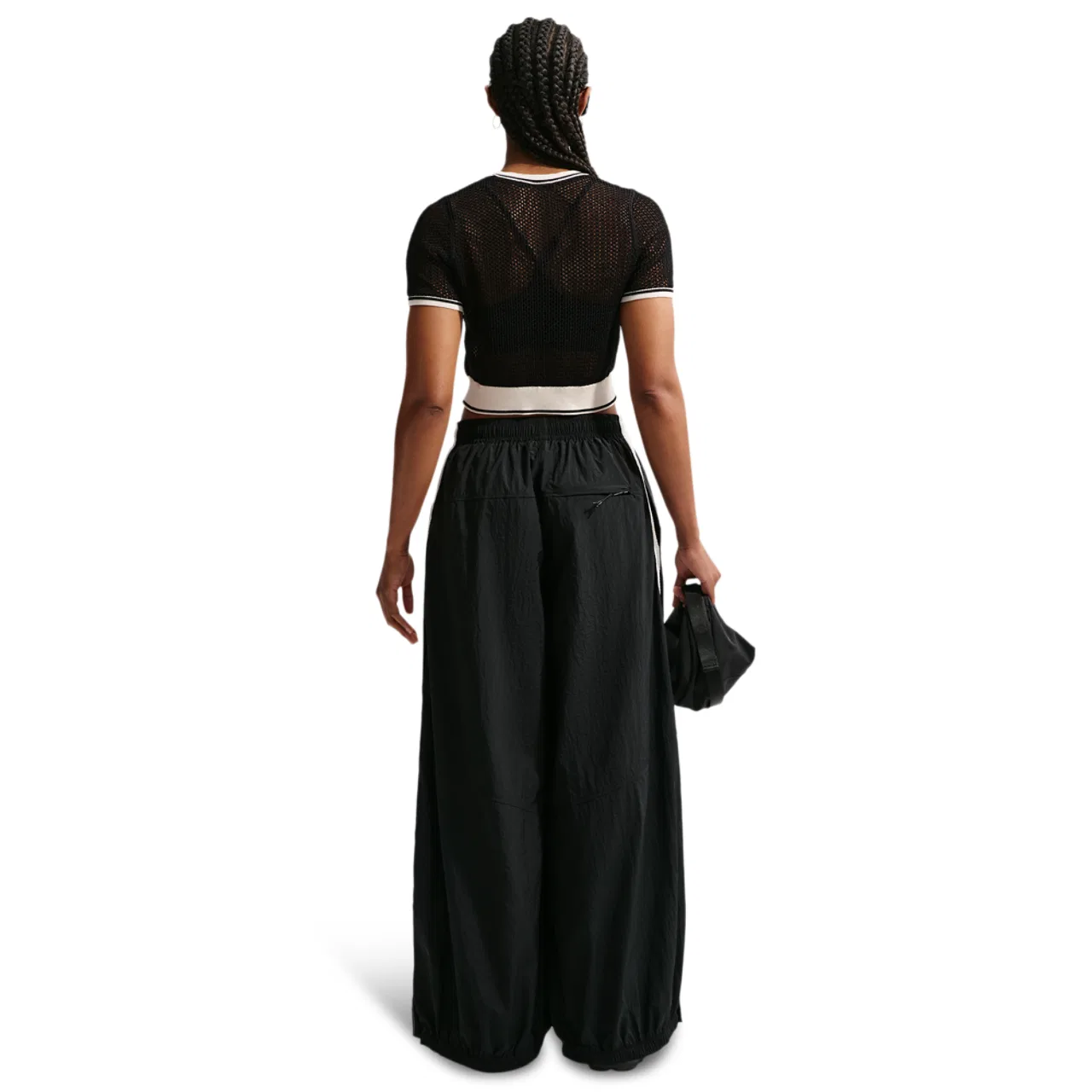 Женский топ Nike NSW Chill Op Knit SS Crop Top, цвет Black/Chalk/Chalk — фото 4