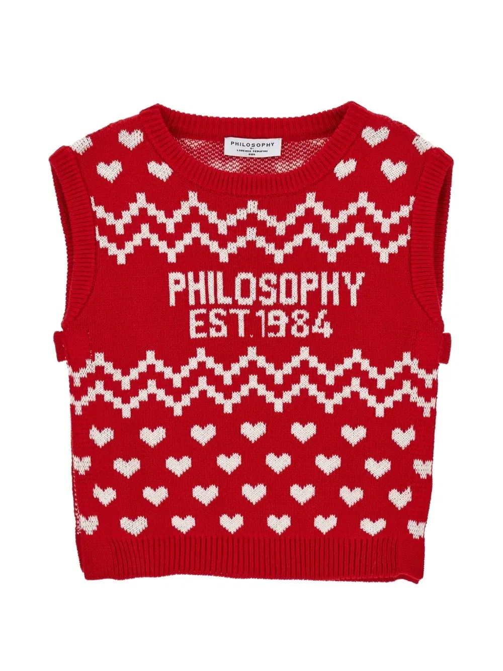 Топ вязки интарсия с узором Philosophy Di Lorenzo Serafini Kids, красный